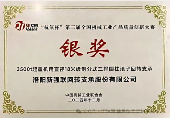 新強(qiáng)聯(lián)回轉(zhuǎn)支承項(xiàng)目榮獲全國(guó)機(jī)械工業(yè)質(zhì)量創(chuàng)新大賽銀獎(jiǎng),樹立行業(yè)新標(biāo)桿 新強(qiáng)聯(lián)回轉(zhuǎn)支承項(xiàng)目榮獲全國(guó)機(jī)械工業(yè)質(zhì)量創(chuàng)新大賽銀獎(jiǎng),樹立行業(yè)新標(biāo)桿