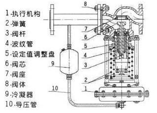 高溫硝酸專用自利式調(diào)節(jié)閥結(jié)構(gòu)圖 高溫硝酸專用自利式調(diào)節(jié)閥結(jié)構(gòu)圖