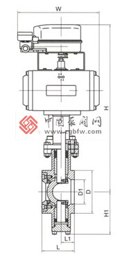 氣動V型調(diào)節(jié)球閥結(jié)構(gòu)圖 氣動V型調(diào)節(jié)球閥結(jié)構(gòu)圖