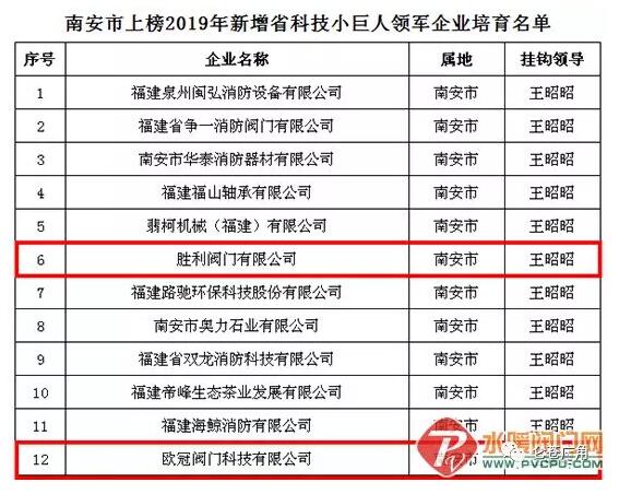 歐冠閥門(mén)等侖蒼多家企業(yè)上榜2019年省科技小巨人領(lǐng)軍企業(yè)新增培育名單 歐冠閥門(mén)等侖蒼多家企業(yè)上榜2019年省科技小巨人領(lǐng)軍企業(yè)新增培育名單