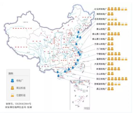 截止2019年6月國(guó)內(nèi)核電站廠址分布 截止2019年6月國(guó)內(nèi)核電站廠址分布