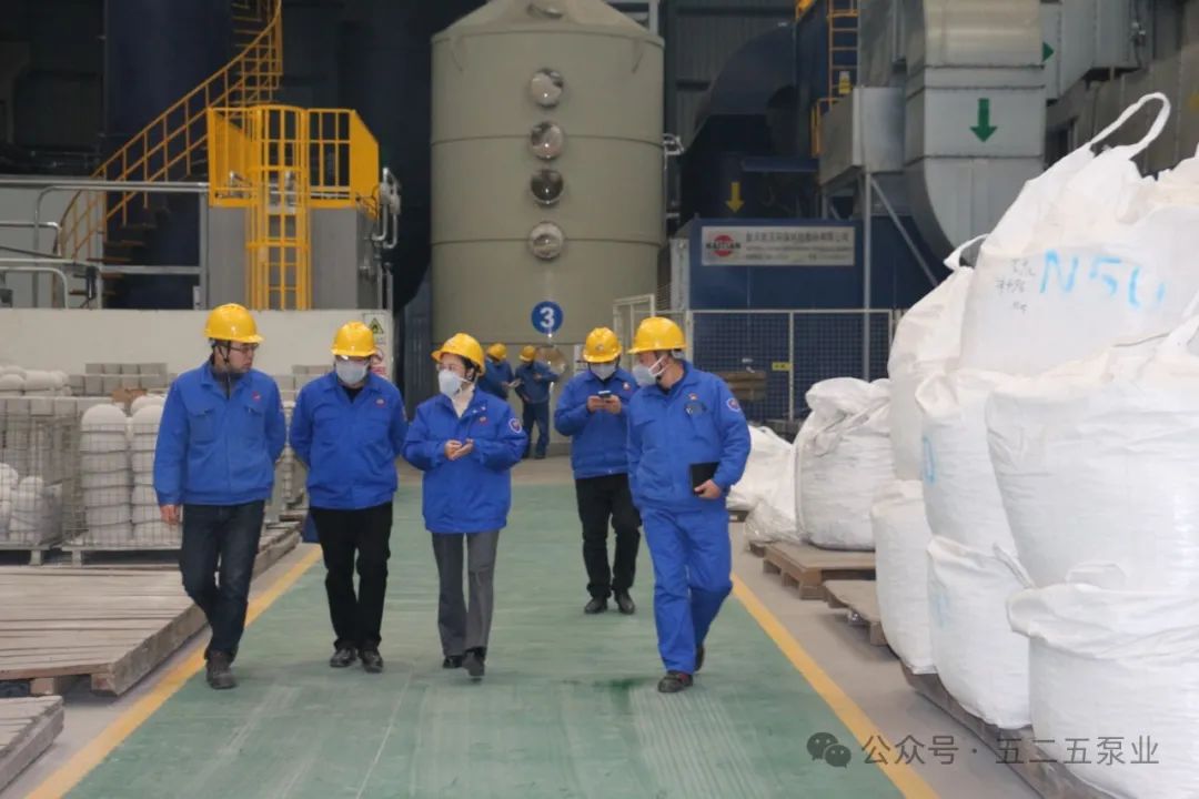 圖2為:張維娓(左三)在鑄造分廠澆注尾氣治理項目調(diào)研 圖2為:張維娓(左三)在鑄造分廠澆注尾氣治理項目調(diào)研